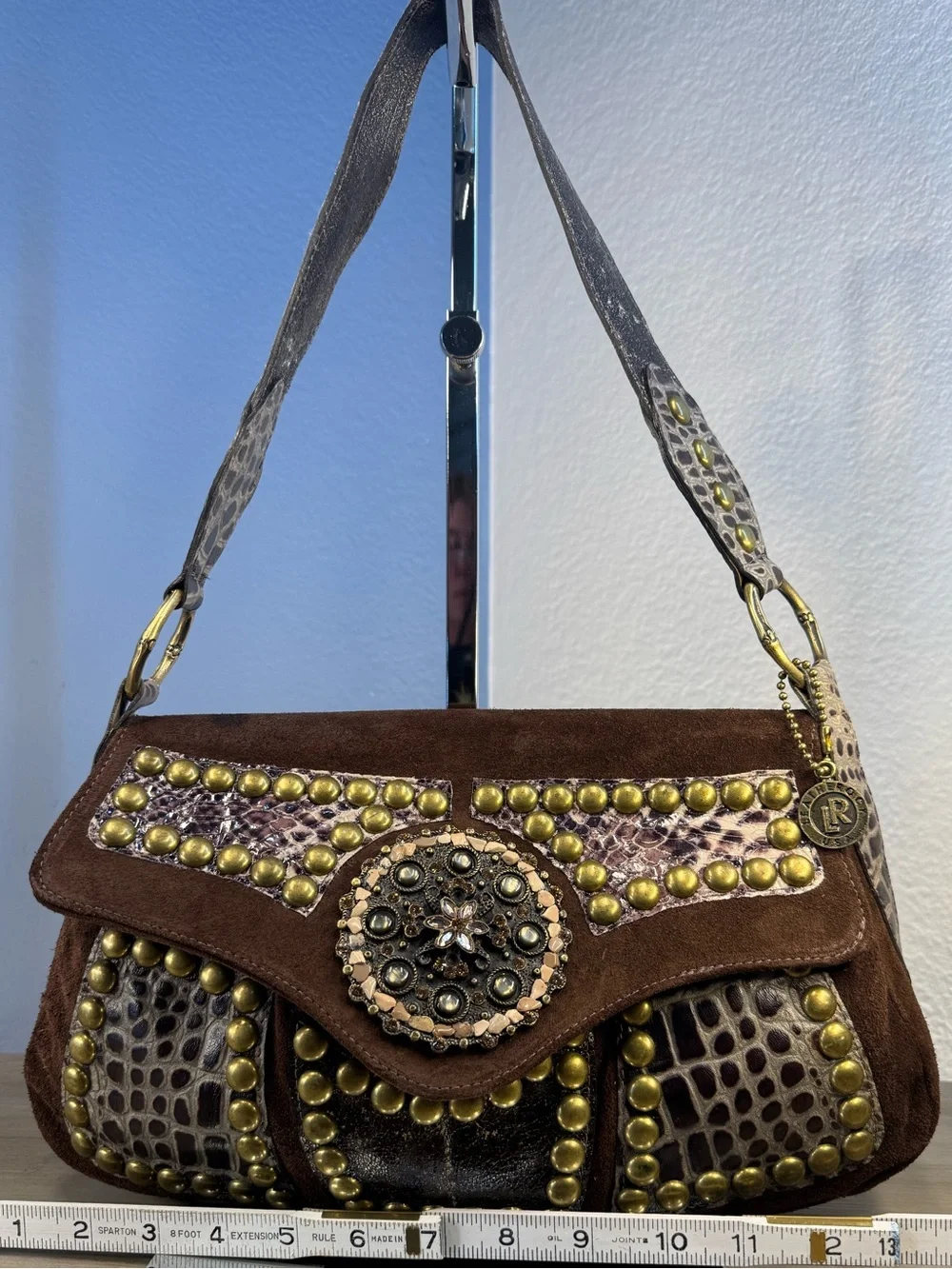 Leatherock USA Handcrafted Exotic Leather Studded Embellished Shoulder Bag